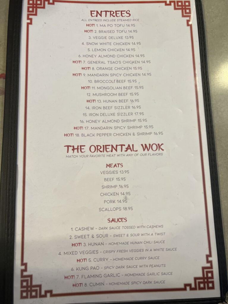 Hai Yan Oriental Cuisine Menu 2